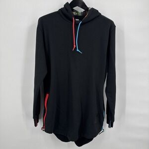 Asics Tiger Premium Fleece Hoodie Mens XL Black Tie Die Lined Sport Zip Pullover